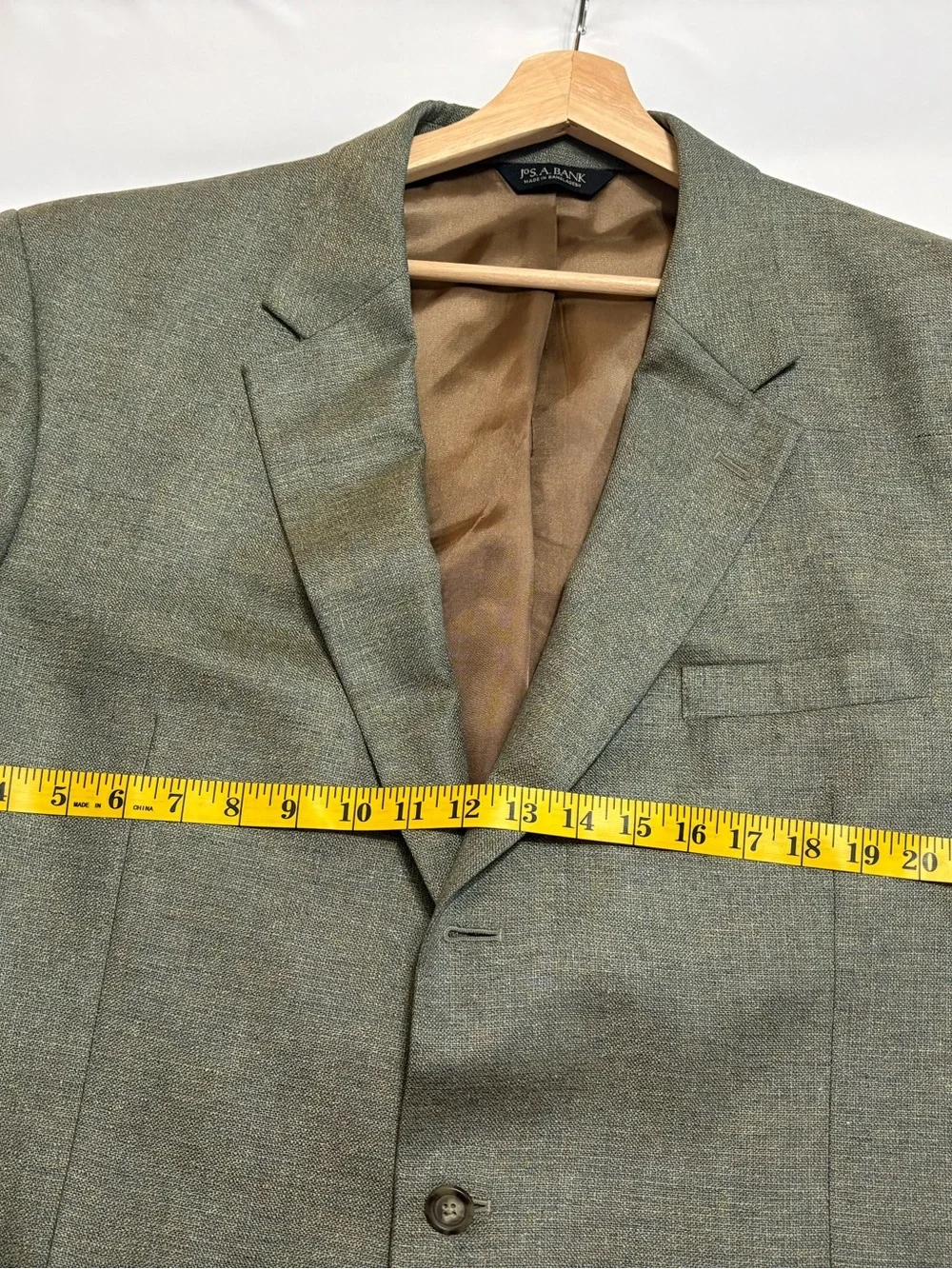 Jos A Bank 100% Silk Tweed Green Blazer Sport Coat, 48L